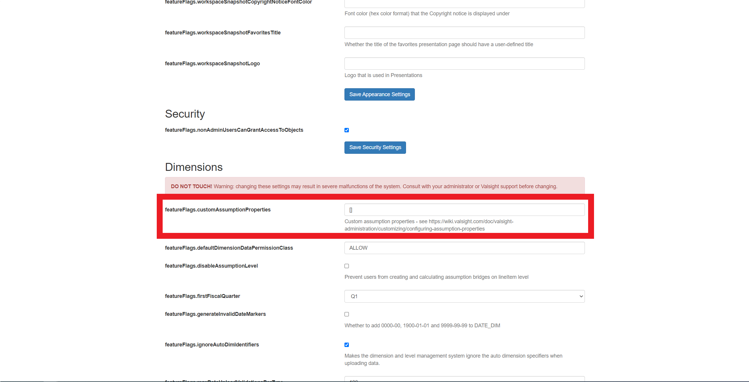 Configuring Assumption Properties